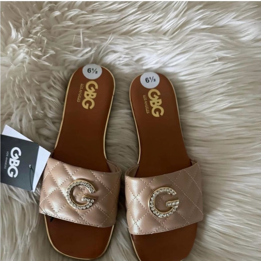 GBG Los Angeles Quilted Slide Sandals - Cream